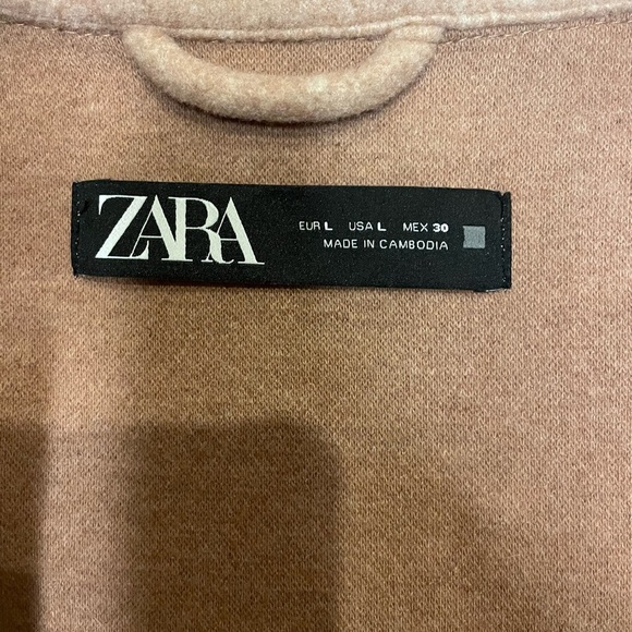 Zara Women’s Button Front Wool Look Shacket L Long Sleeve Pockets - Picture 4 of 10